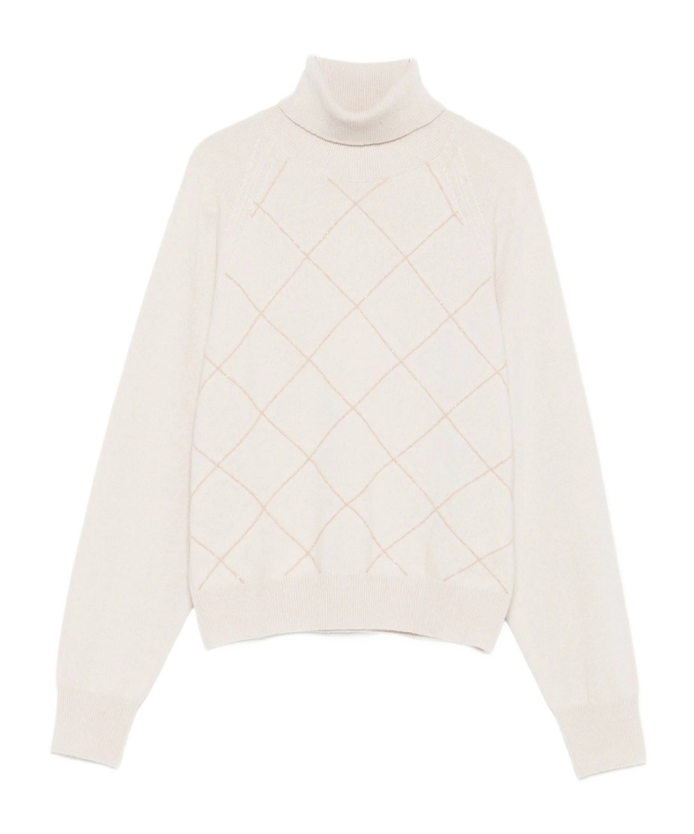 Peserico Diamond-pattern Turtleneck Sweater In White