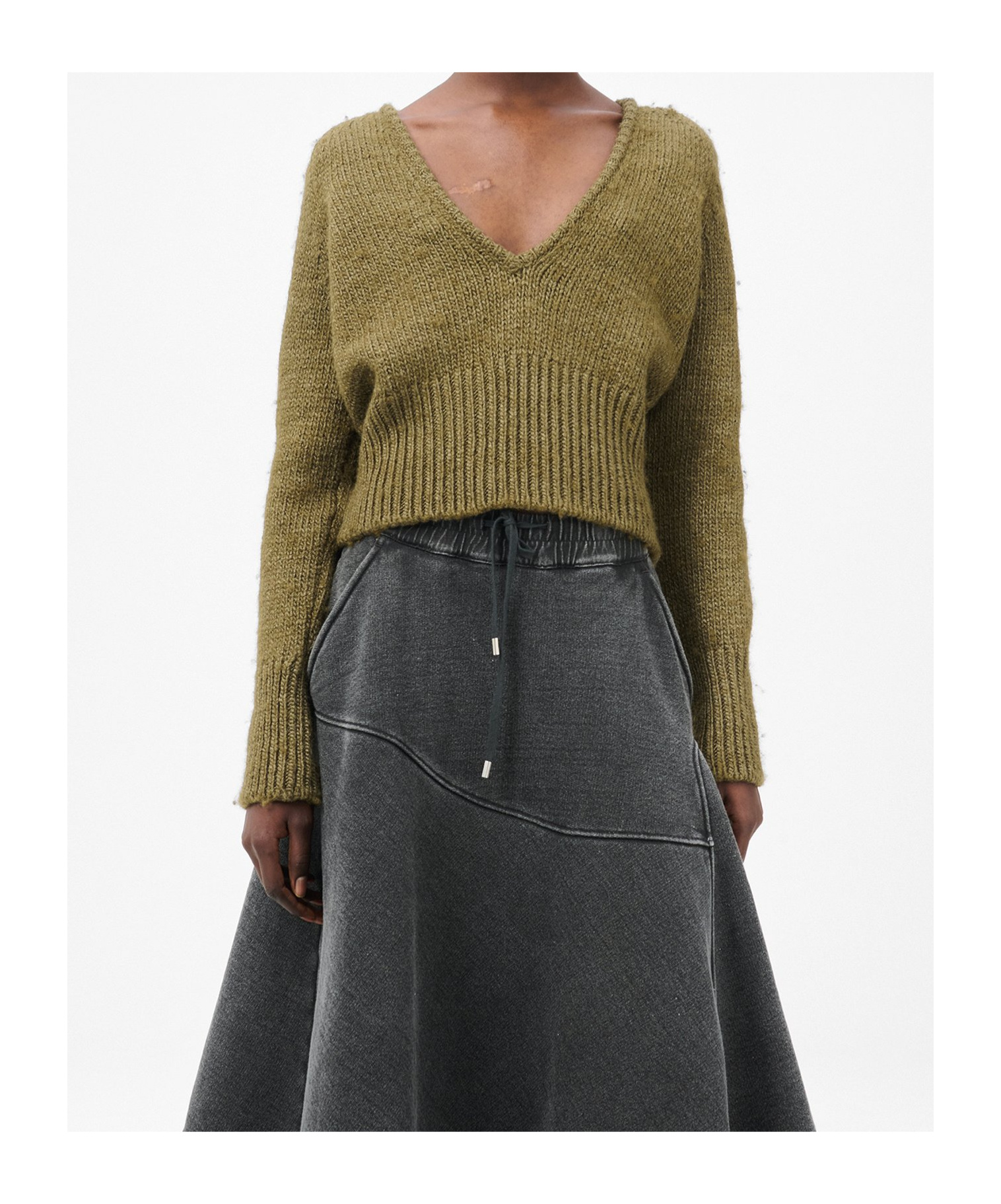 Our Legacy Cropped Brown Knitted Sweater In Green