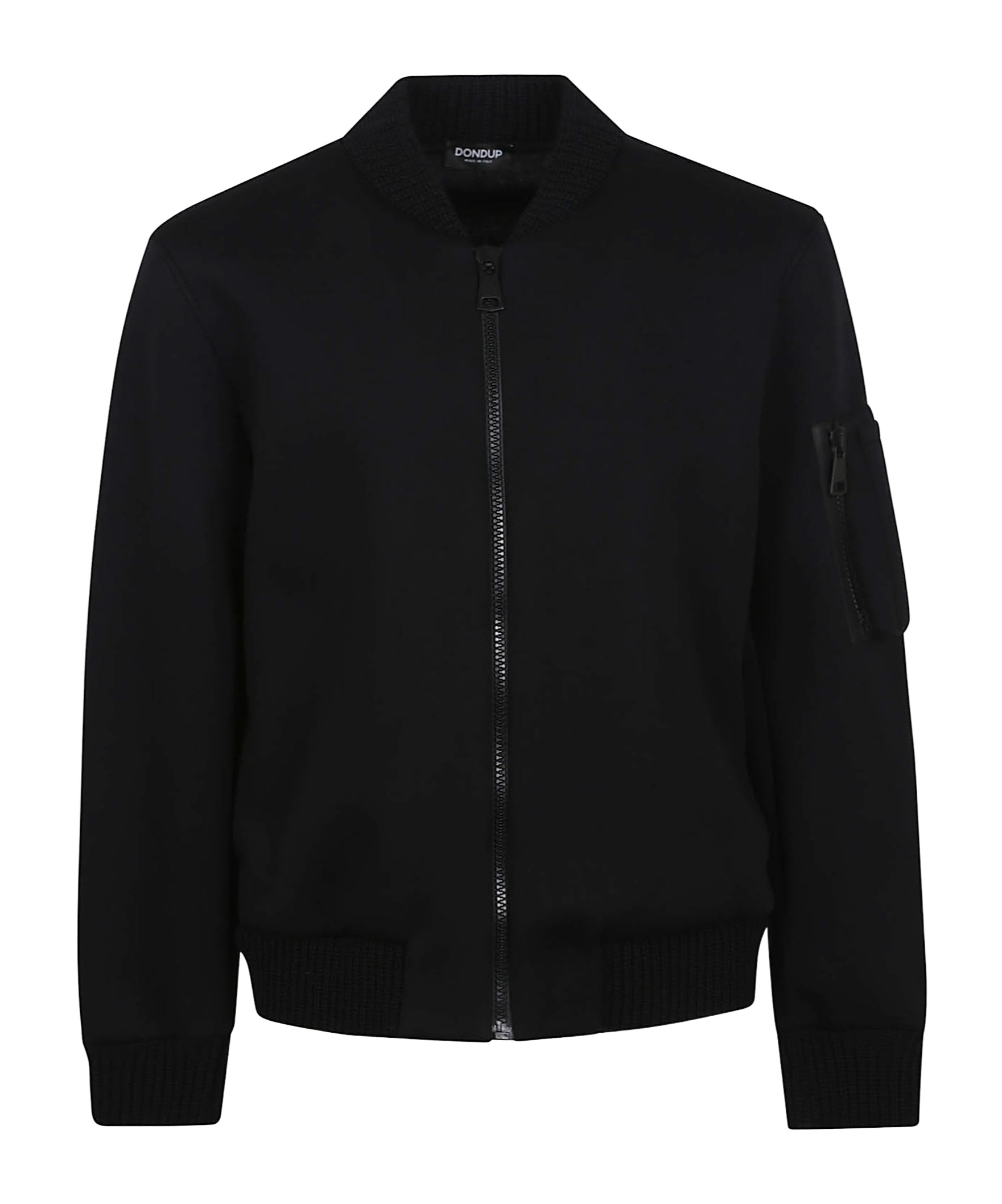 Dondup Neoprene Bomber Jacket With Ribbed Trim In Black