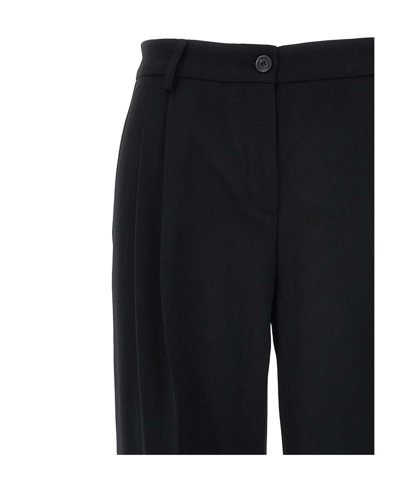 Pinko Crepe Fabric Wide-leg Trousers In Black