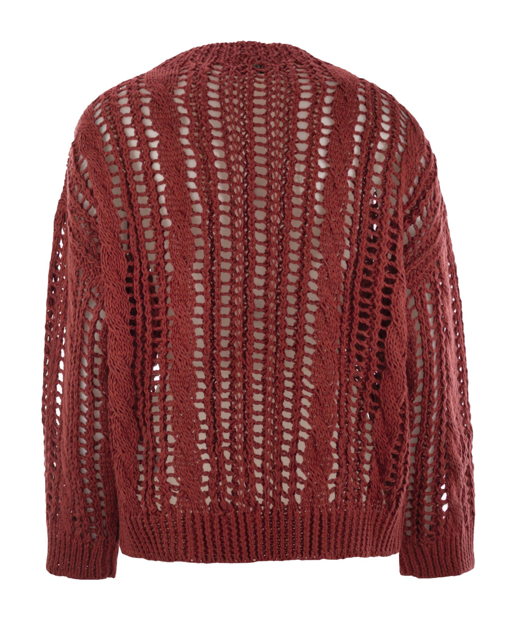 Brunello Cucinelli Round Neck Long Sleeve Knitted Sweater In Red