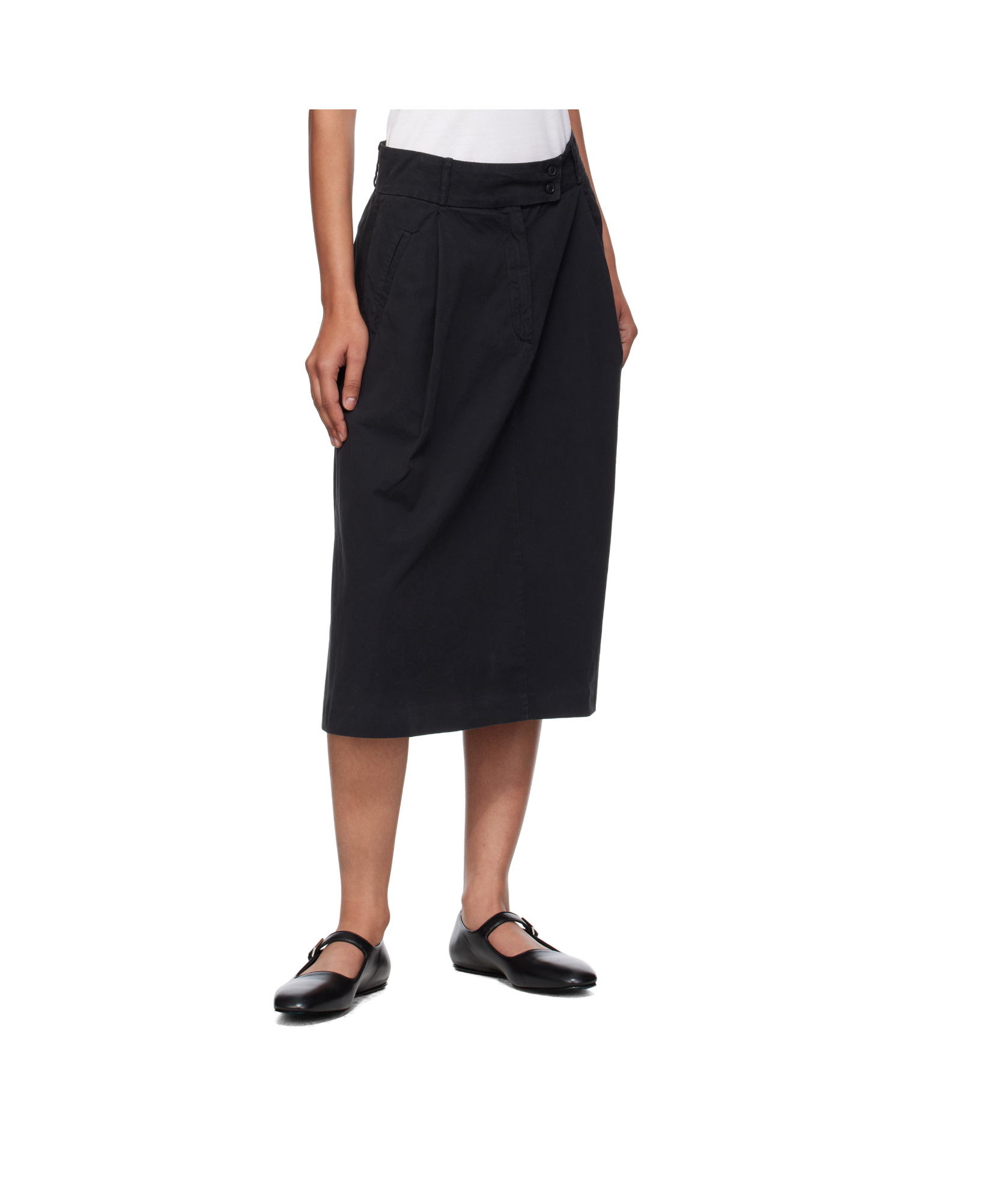 Apc Pleated Cotton Midi Skirt In Black