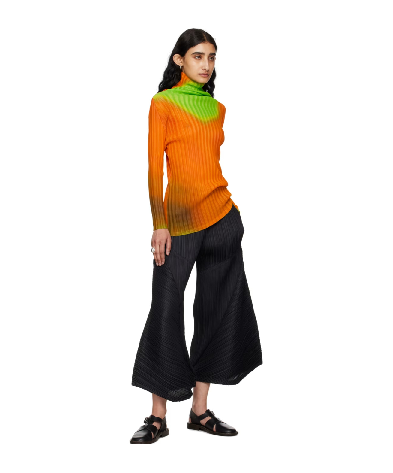 Issey Miyake Orange Melty Rib Turtleneck In Orange