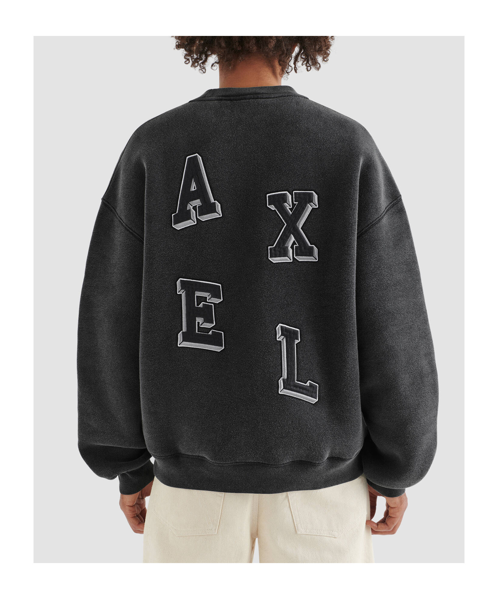 Axel Arigato Anthracite Grey Typo-embroidered Jersey Sweatshirt In Black
