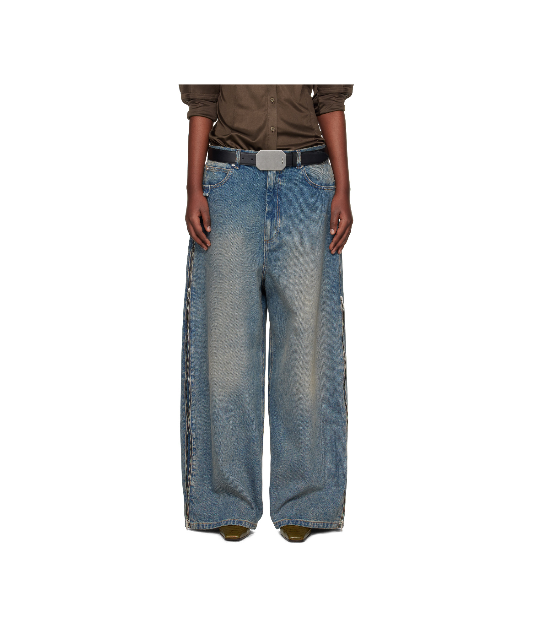 Lu'u Dan Blue Side Zip Jeans In Blue
