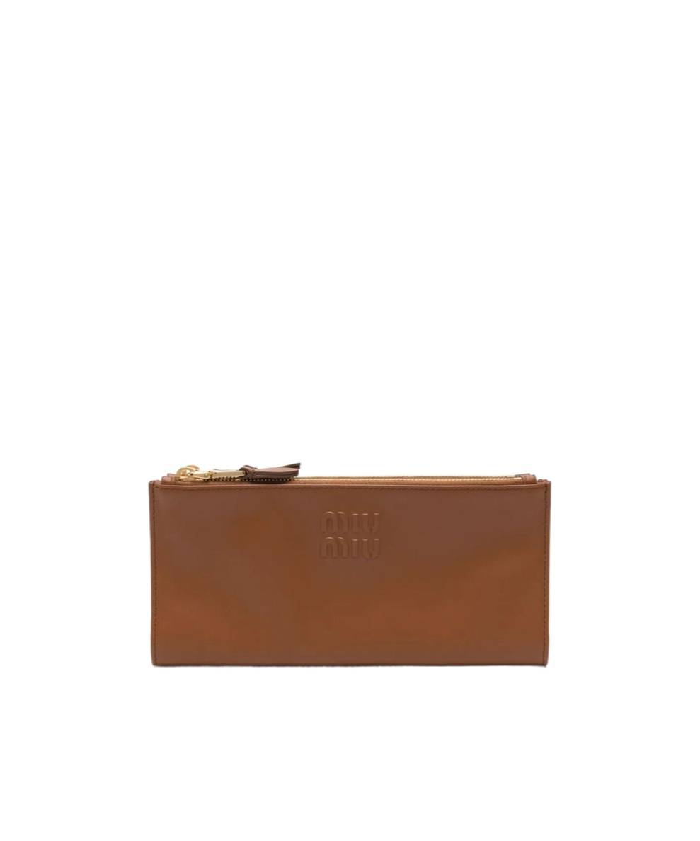 Miu Miu Logo-embossed Wallet In Brown