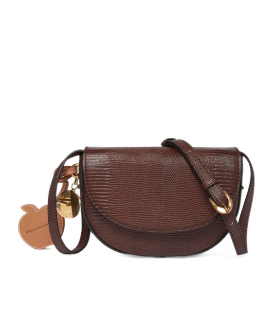 Stella Mccartney Frayme Scaly Embossed Shoulder Bag In Brown