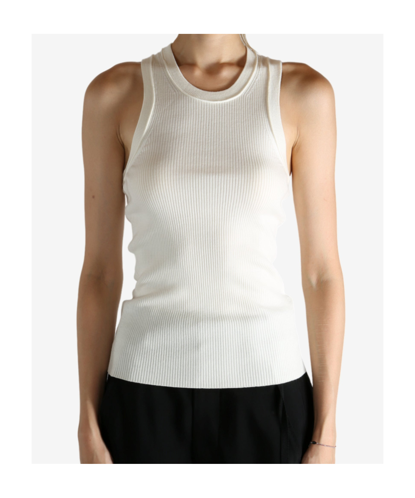 Givenchy Ribbed Racer-back Tank Top In Neutral