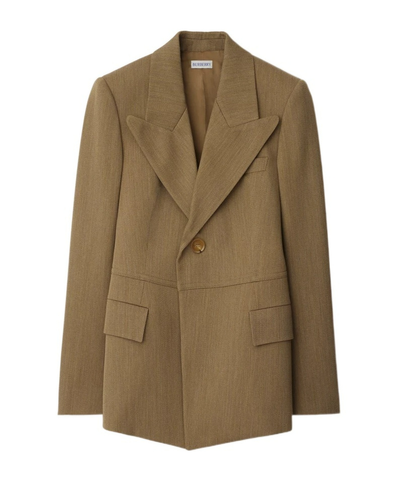 Burberry Logo Wool Blazer In Brown