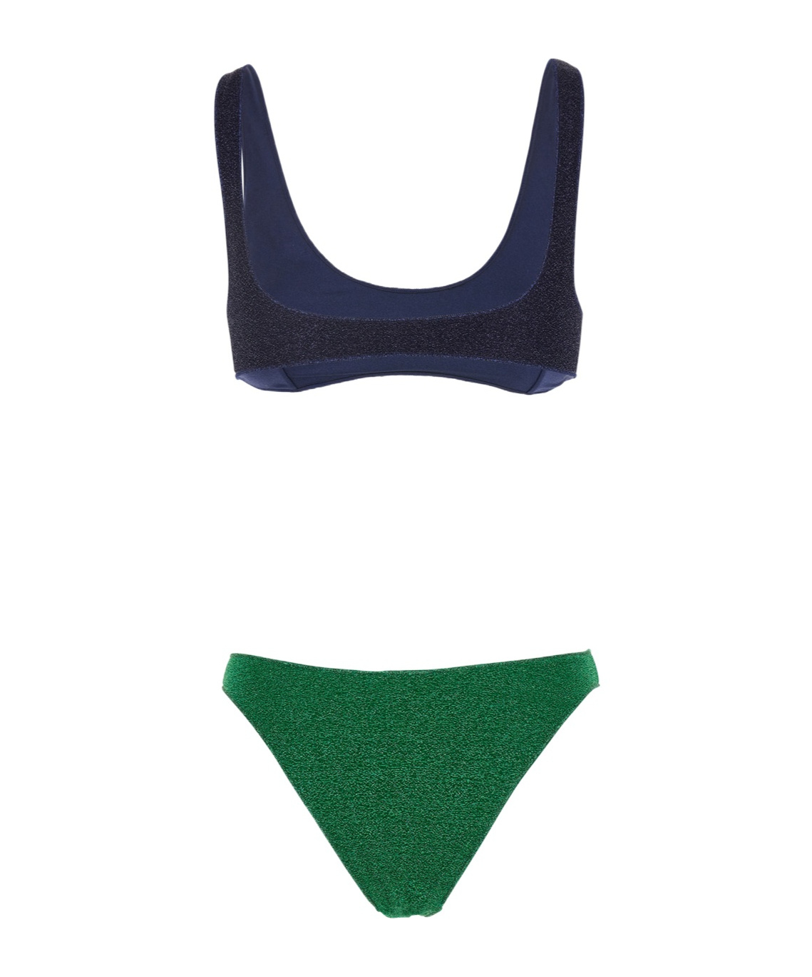 Oseree 'lumiere Sporty' Multicolor Bi-color Bikini Set In Tech Fabric Woman In Black