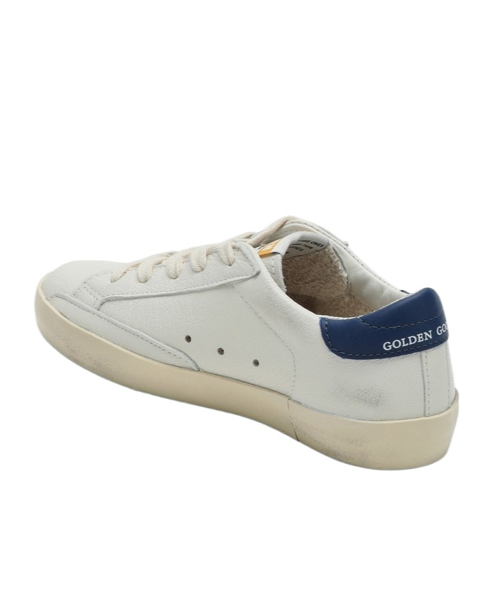 Golden Goose Junior Super-star In Nappa Leather With A Beige Star And Blue Heel Tab In Gray