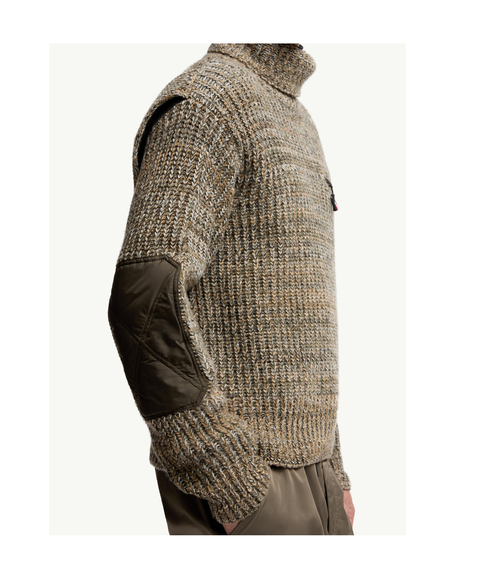 Moncler Wool Turtleneck Sweater With Pocket In Brown