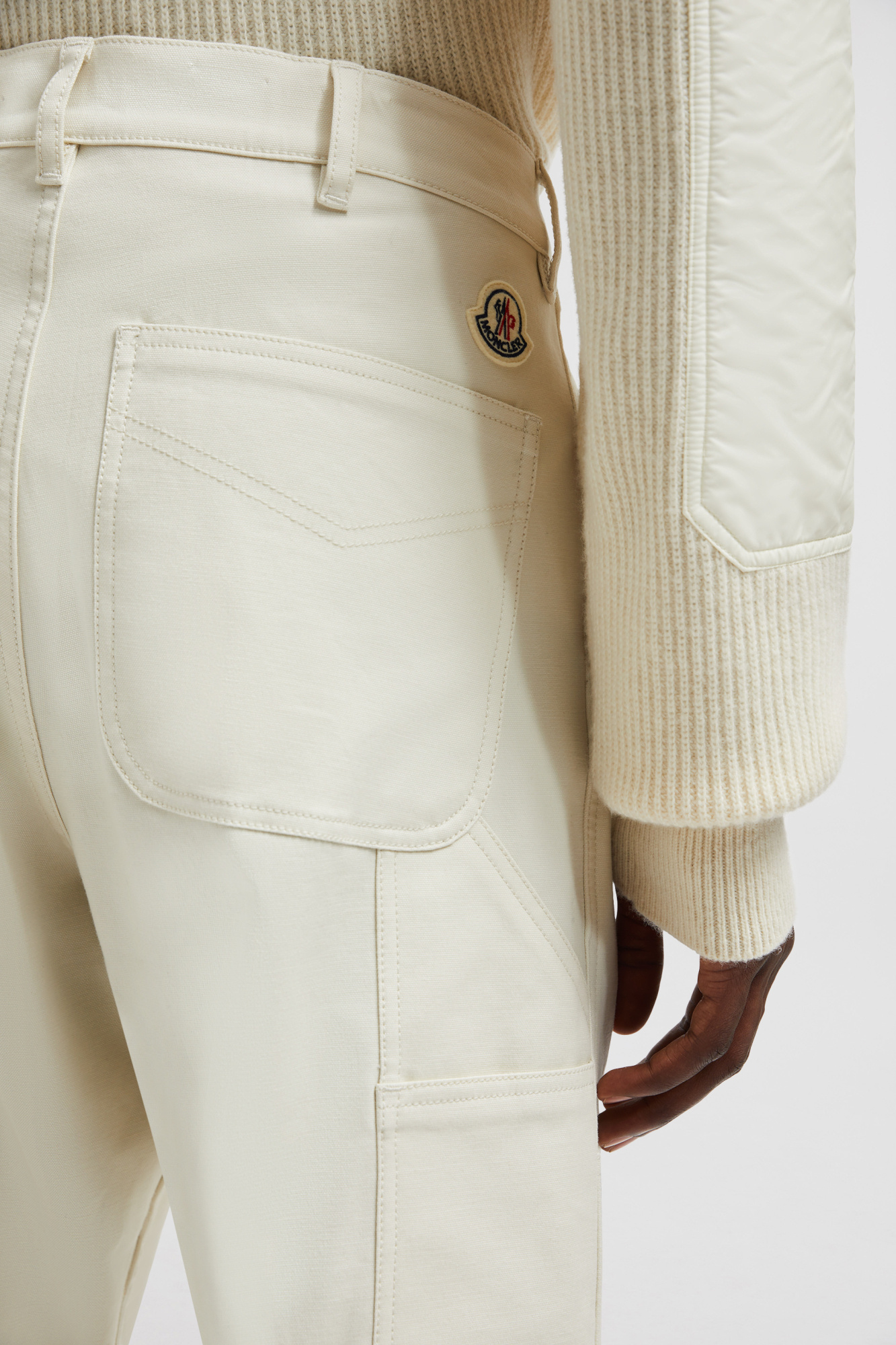 Moncler Cotton Canvas Trousers In White