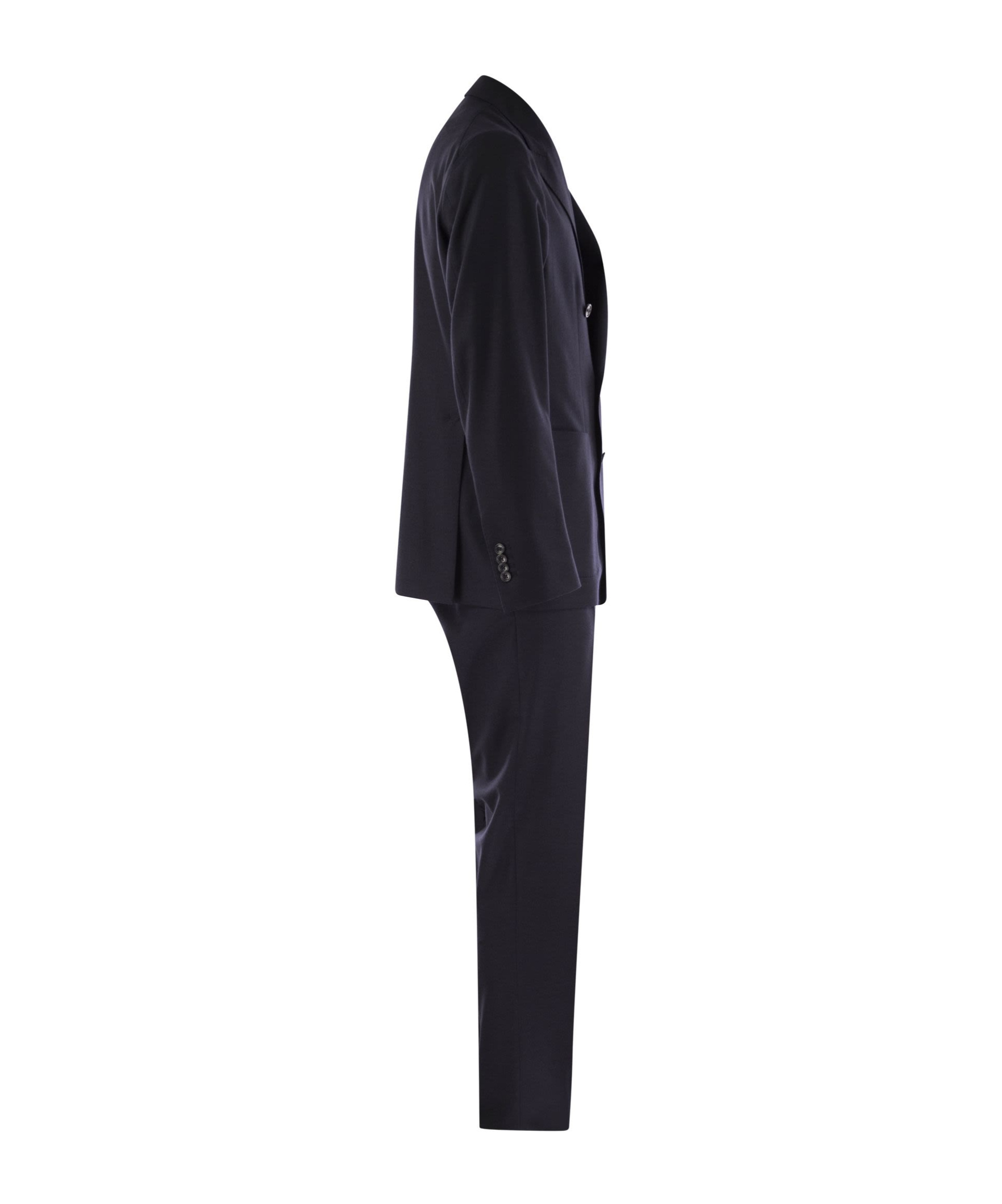 Tagliatore Wool And Cashmere Double-breasted Suit In Black