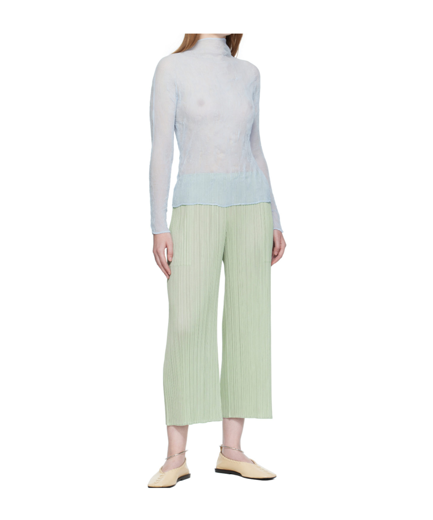 Issey Miyake Chiffon Twist 3 Chiffon Top In Blue