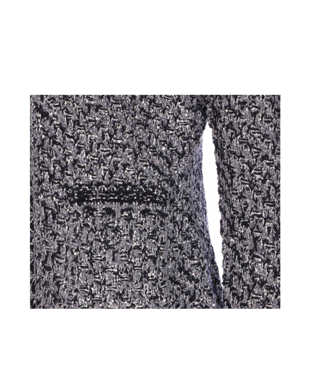 Fabiana Filippi Dark Blue Sequin Tweed Jacket With A Denim Effect In Black