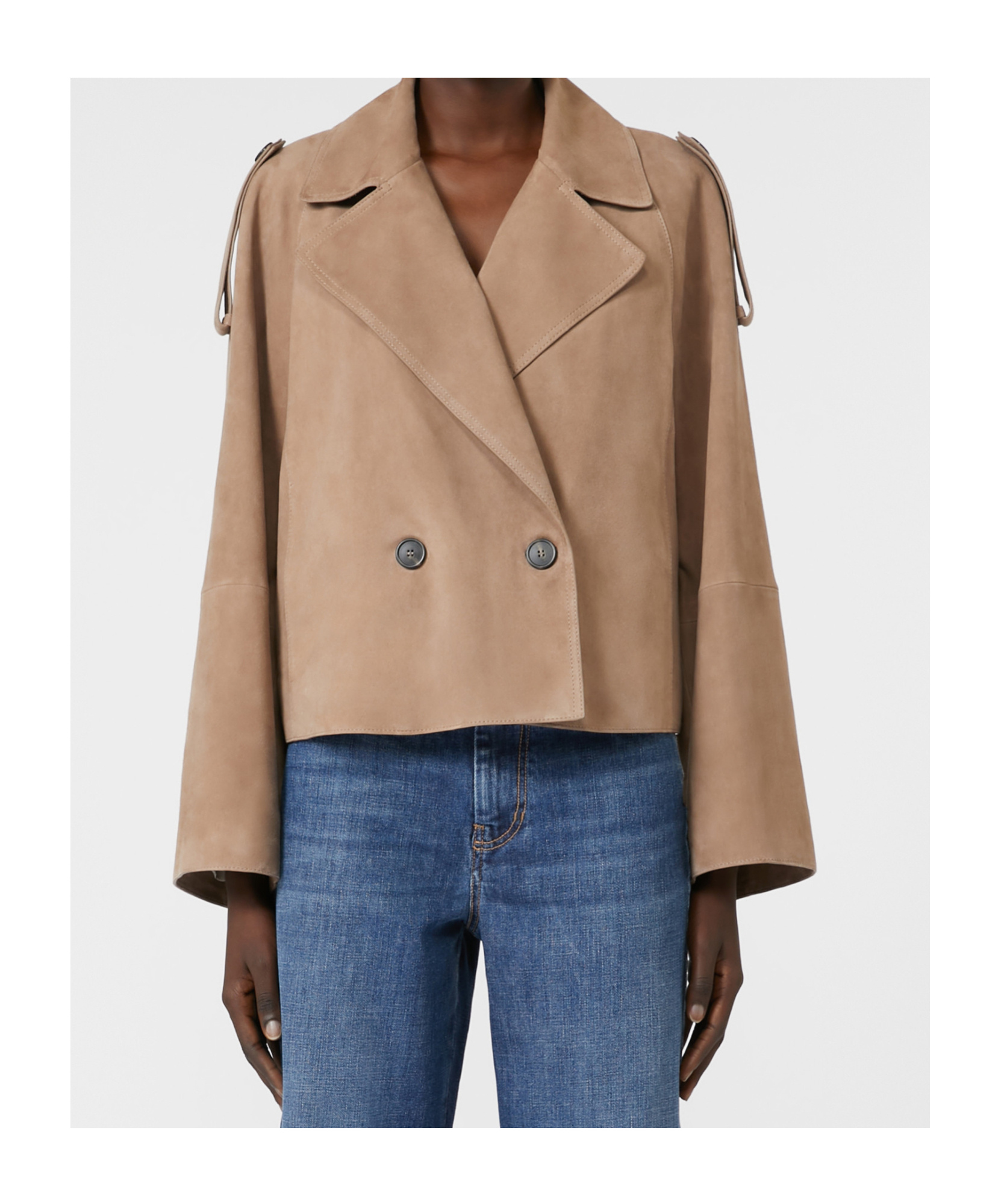 Weekend Max Mara Double-breasted Suede Jacket In Neutral