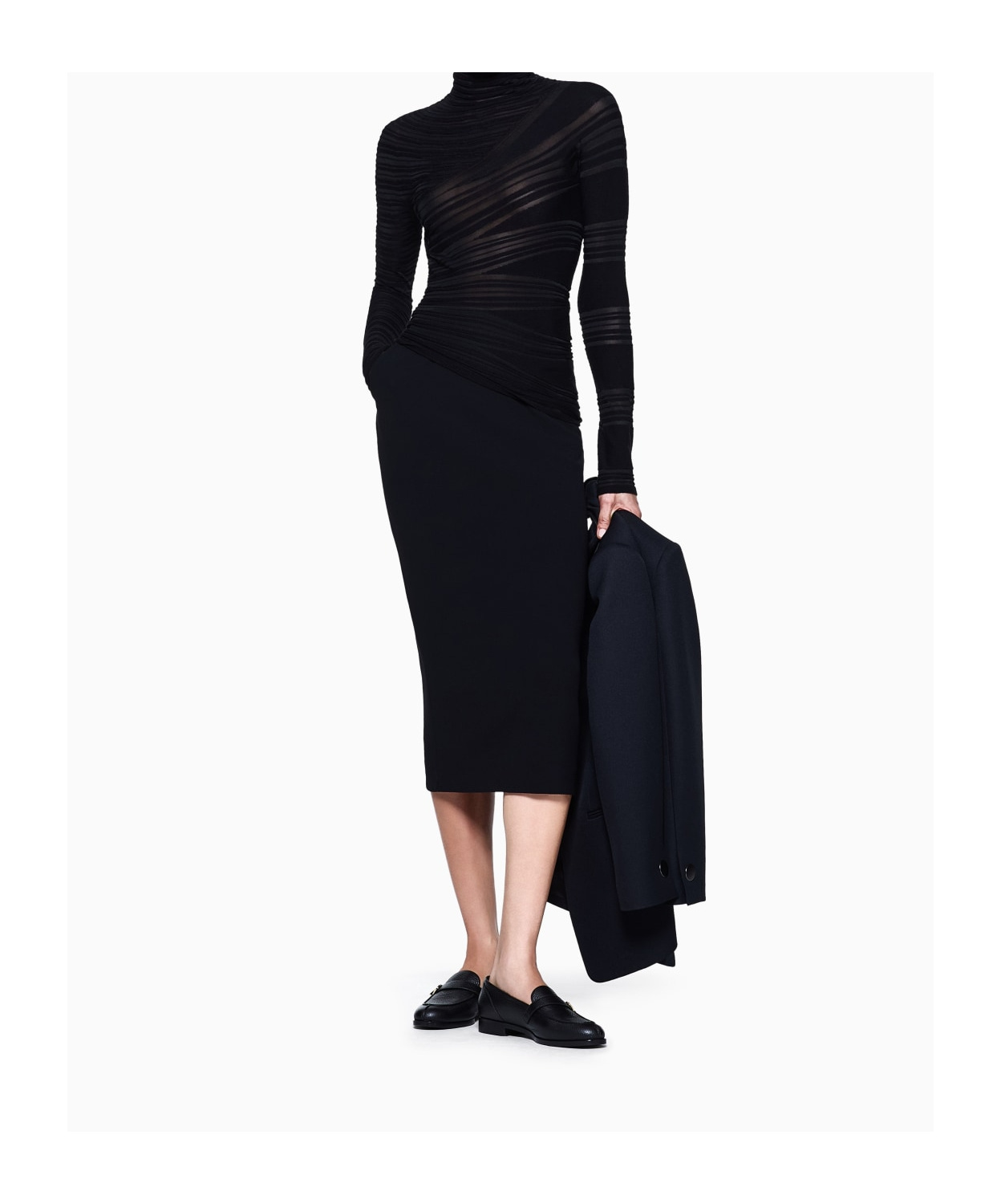 Giorgio Armani Wool-blend Straight Skirt In Blue