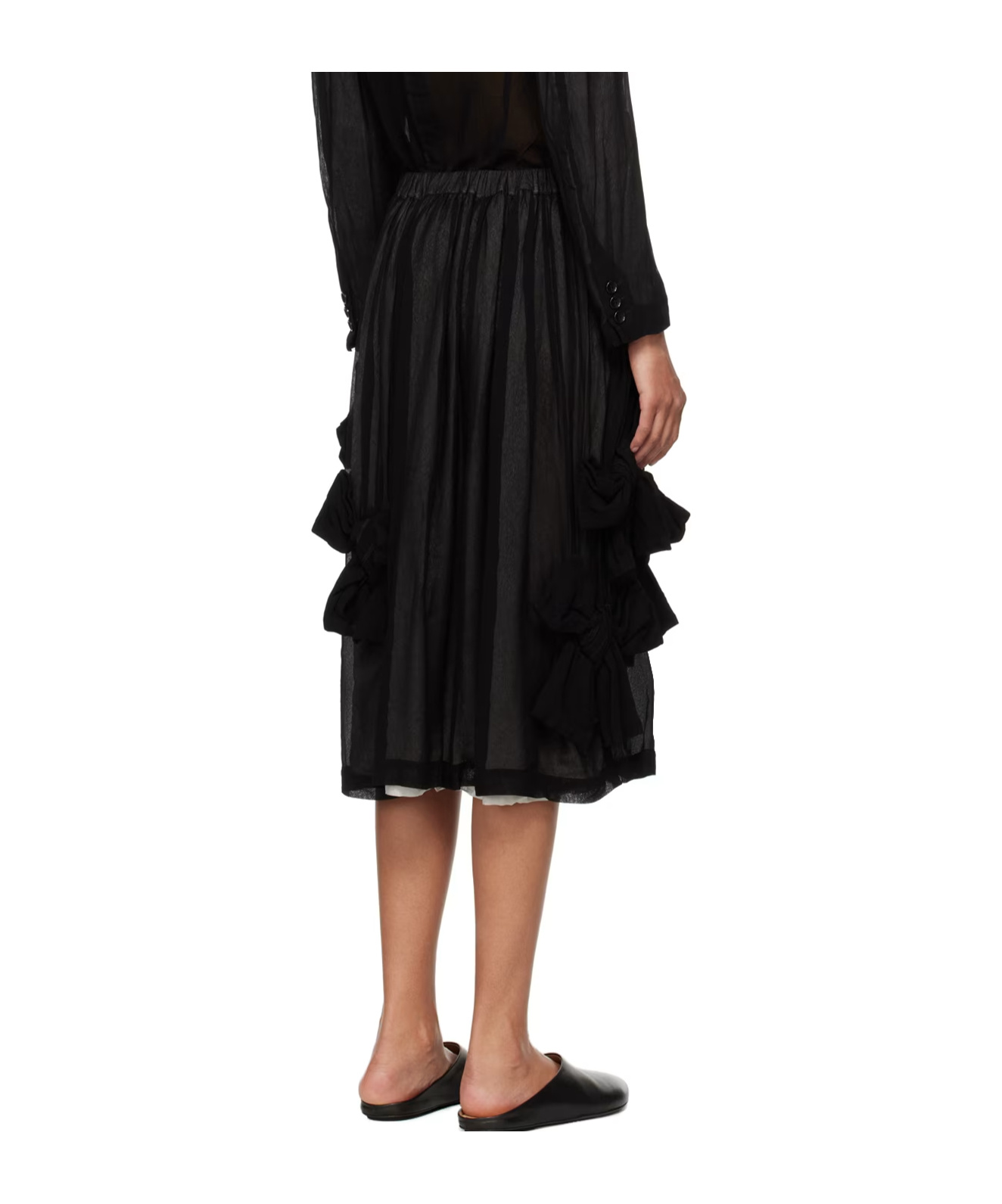 Comme Des Garçons Black Bow Midi Skirt In Black