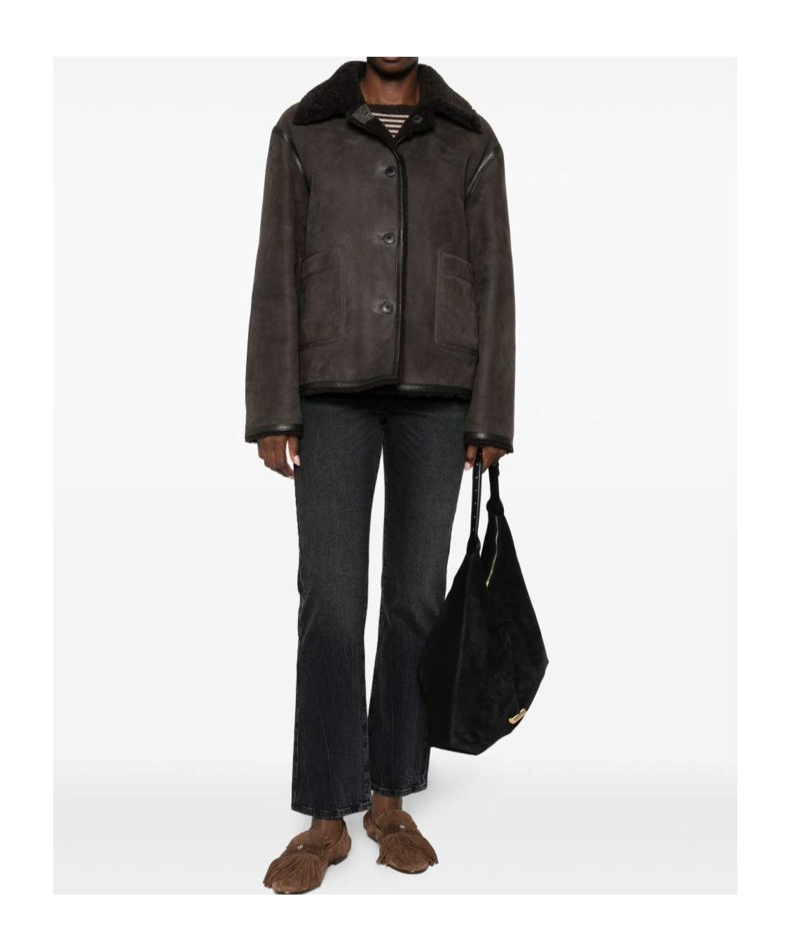 Closed Single-breasted Long Sleeve Casual Jacket In Brown