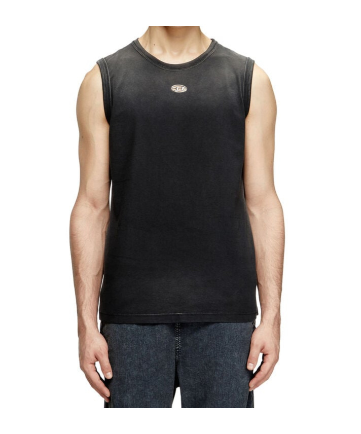 Diesel Faded Tank Top With Cut-out Oval D