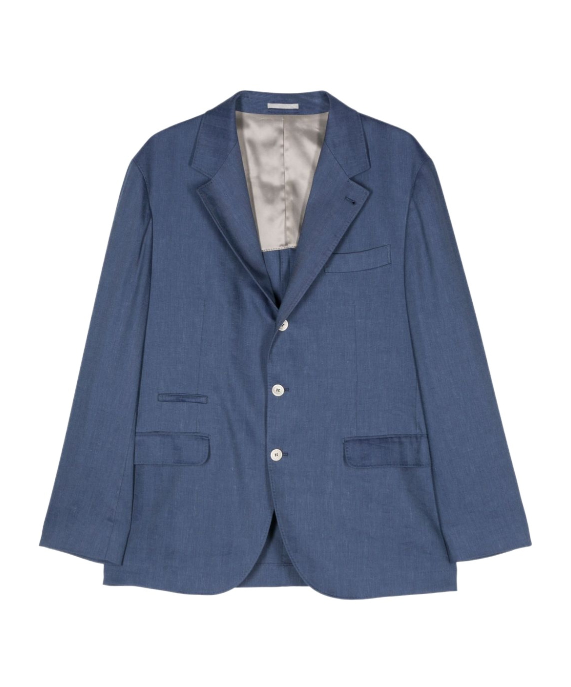 Brunello Cucinelli Single-breasted Linen Blend Blazer In Blue