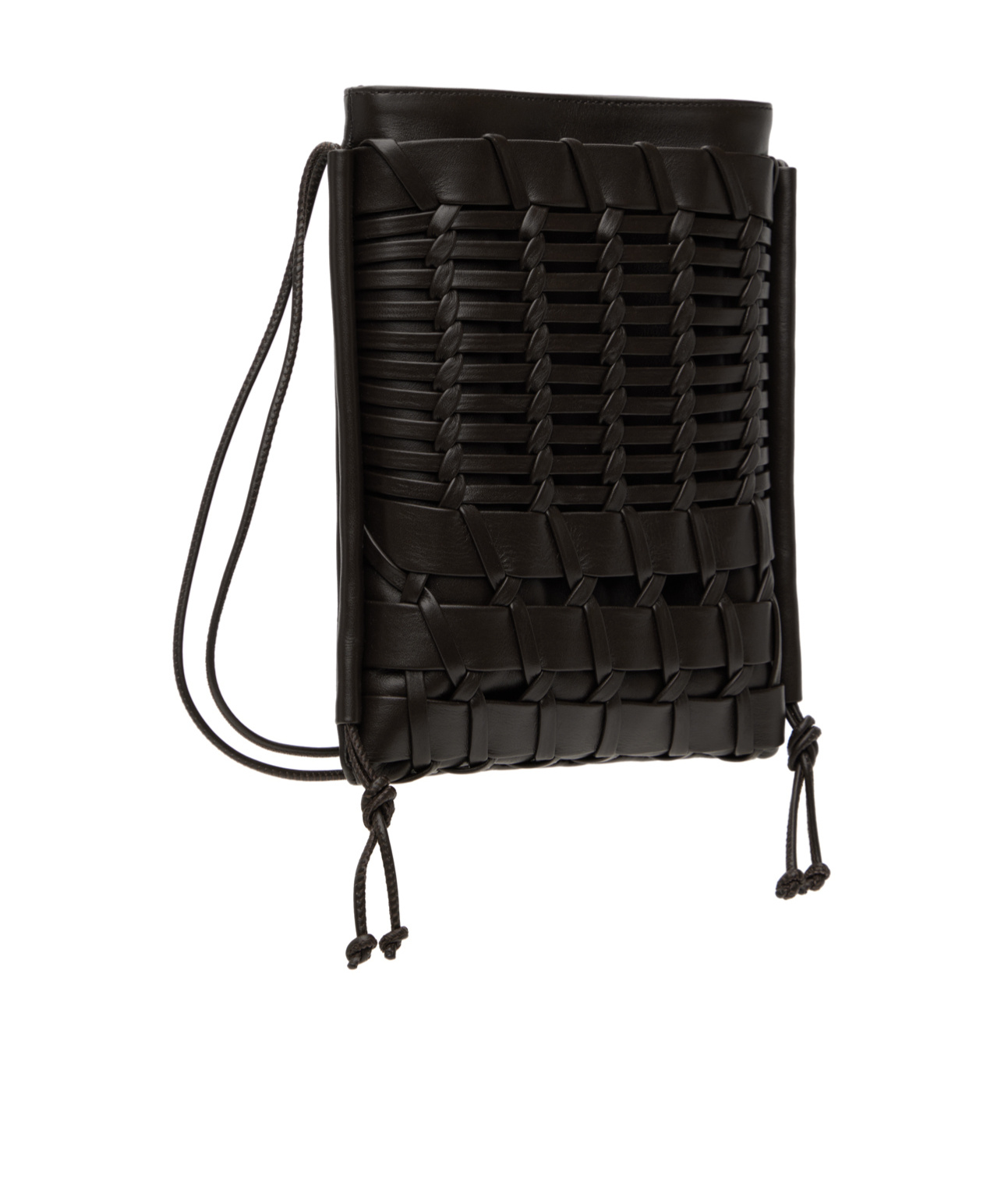 Hereu Flat Square Woven Crossbody Bag In Black