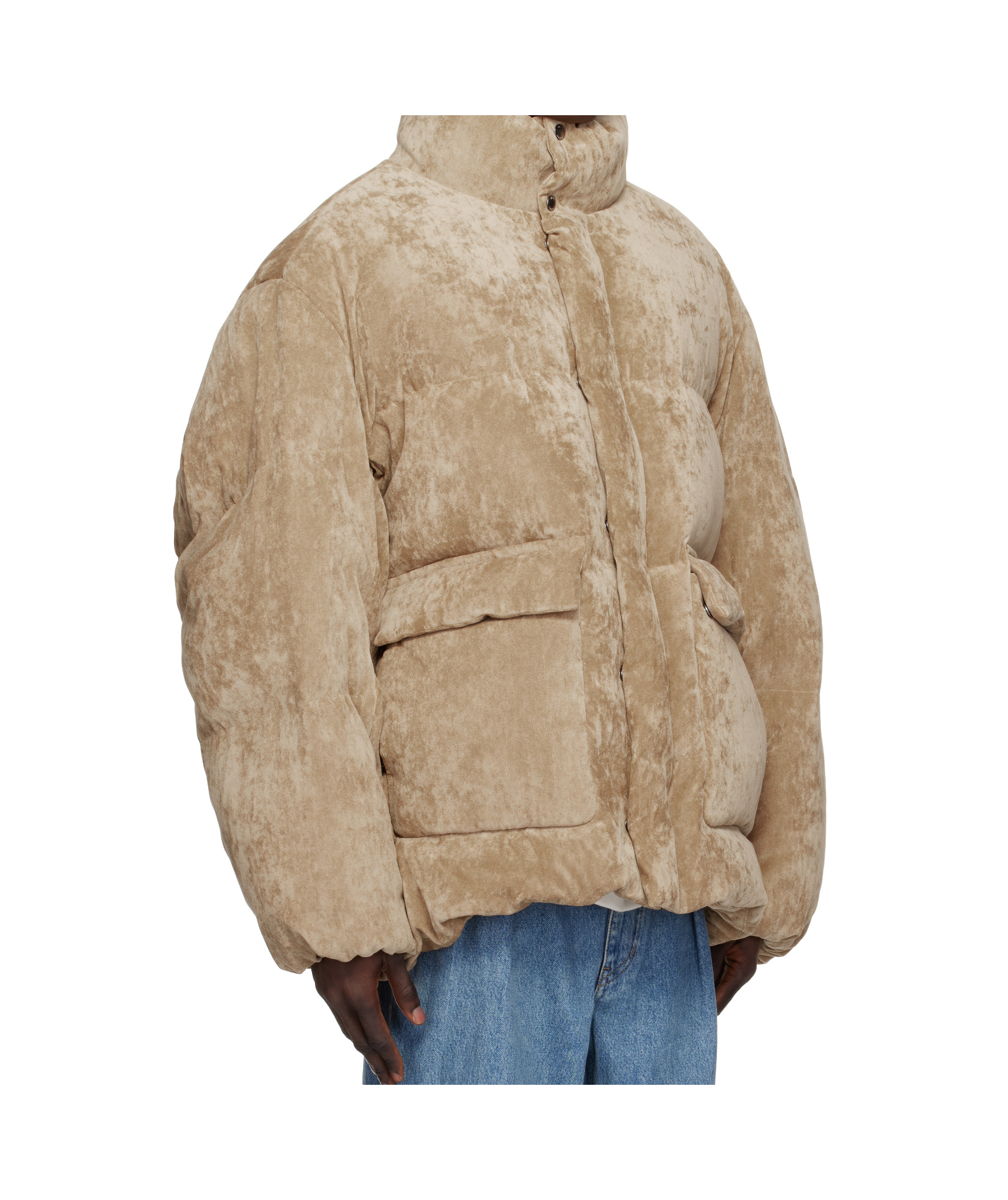 Wooyoungmi Beige Velvet Down Jacket In Nude