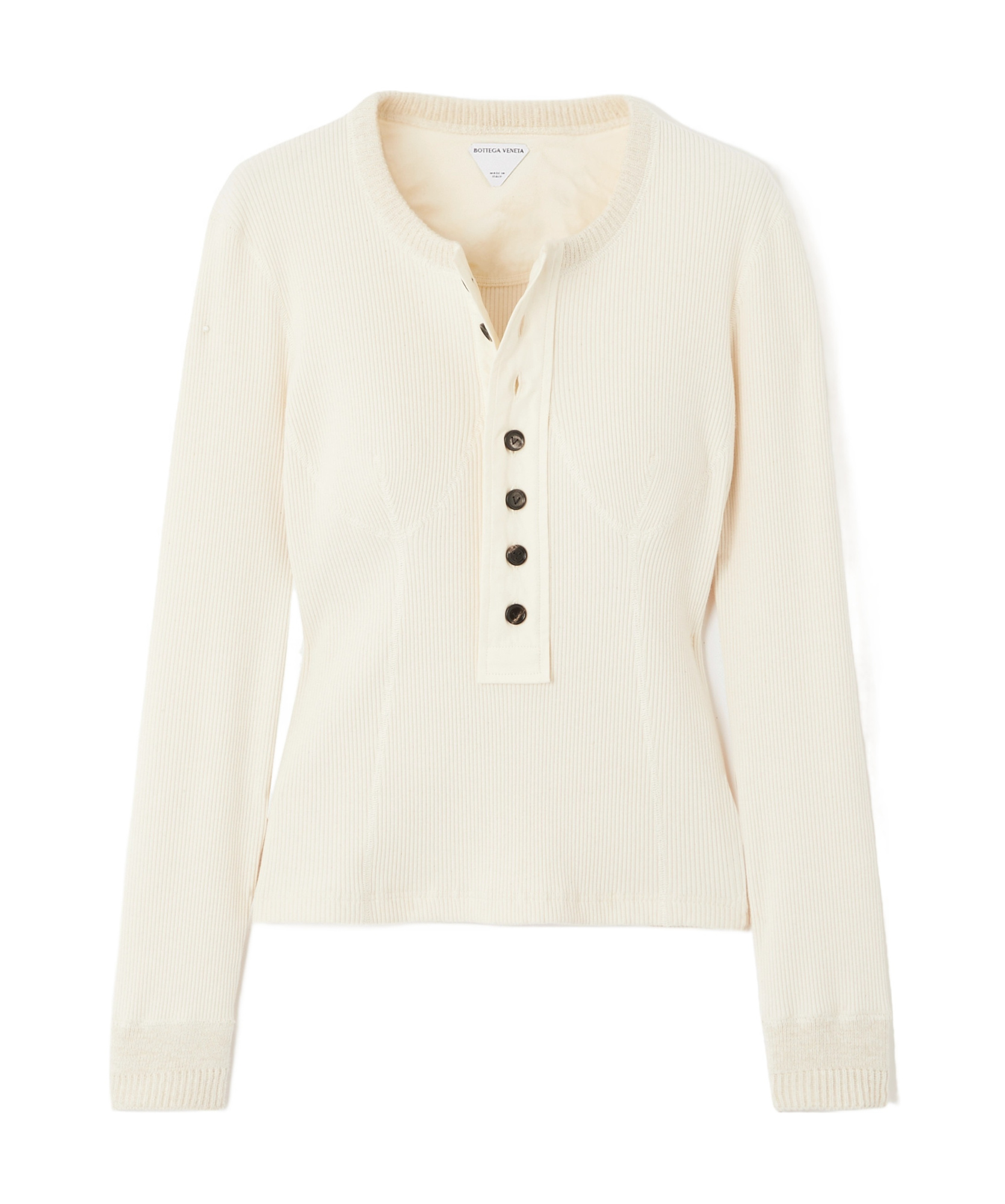 Shop Bottega Veneta Compact Ribbed-knit Top In White