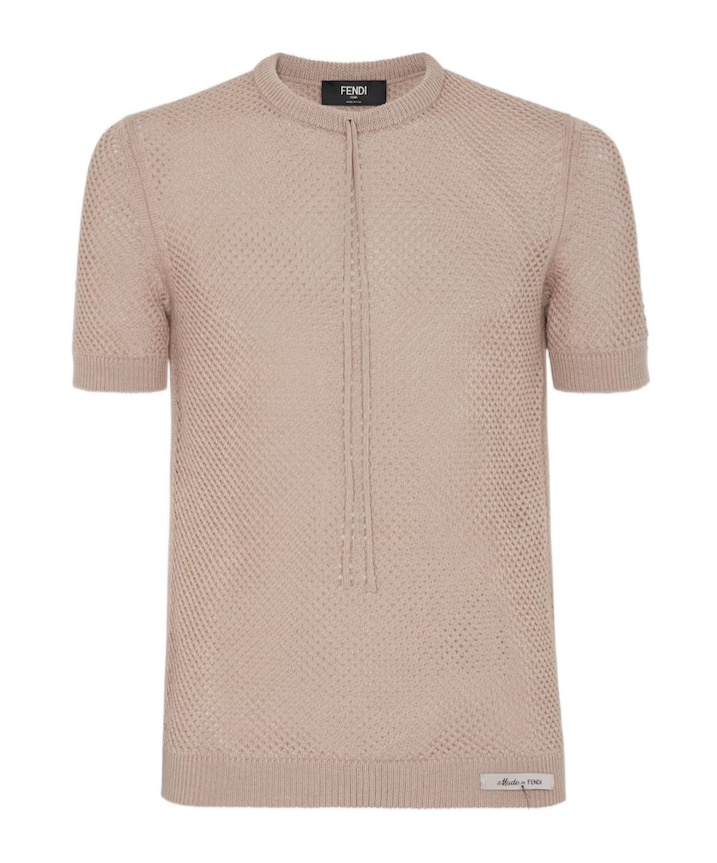Fendi Wool Mesh Jumper In Nude