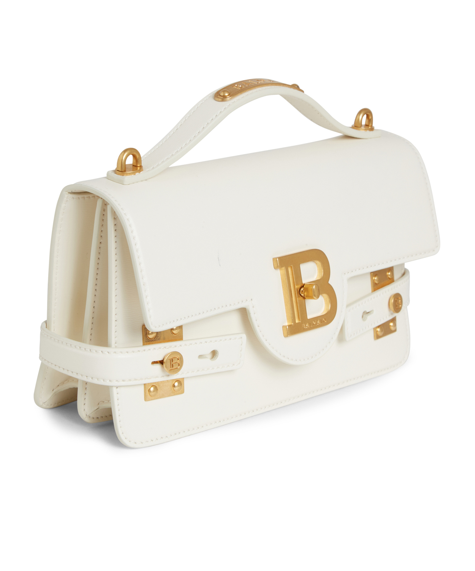 Balmain Leather B-buzz 24 Top-handle Bag In White