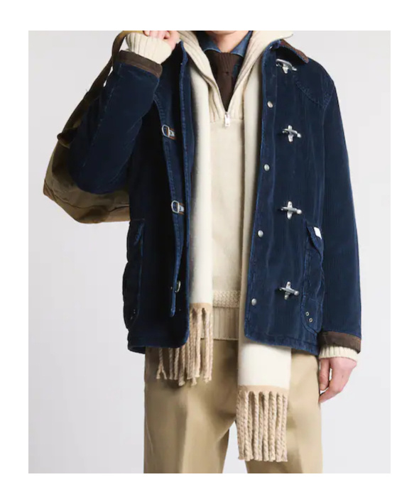 Fay Toggle Fastening Corduroy Jacket In Blue