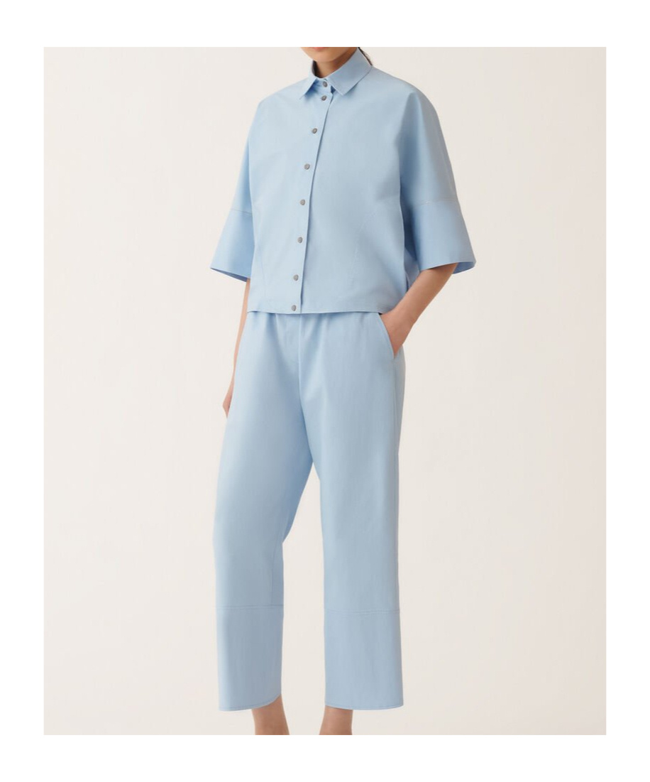 Fabiana Filippi Stretch Poplin Shirt In Blue