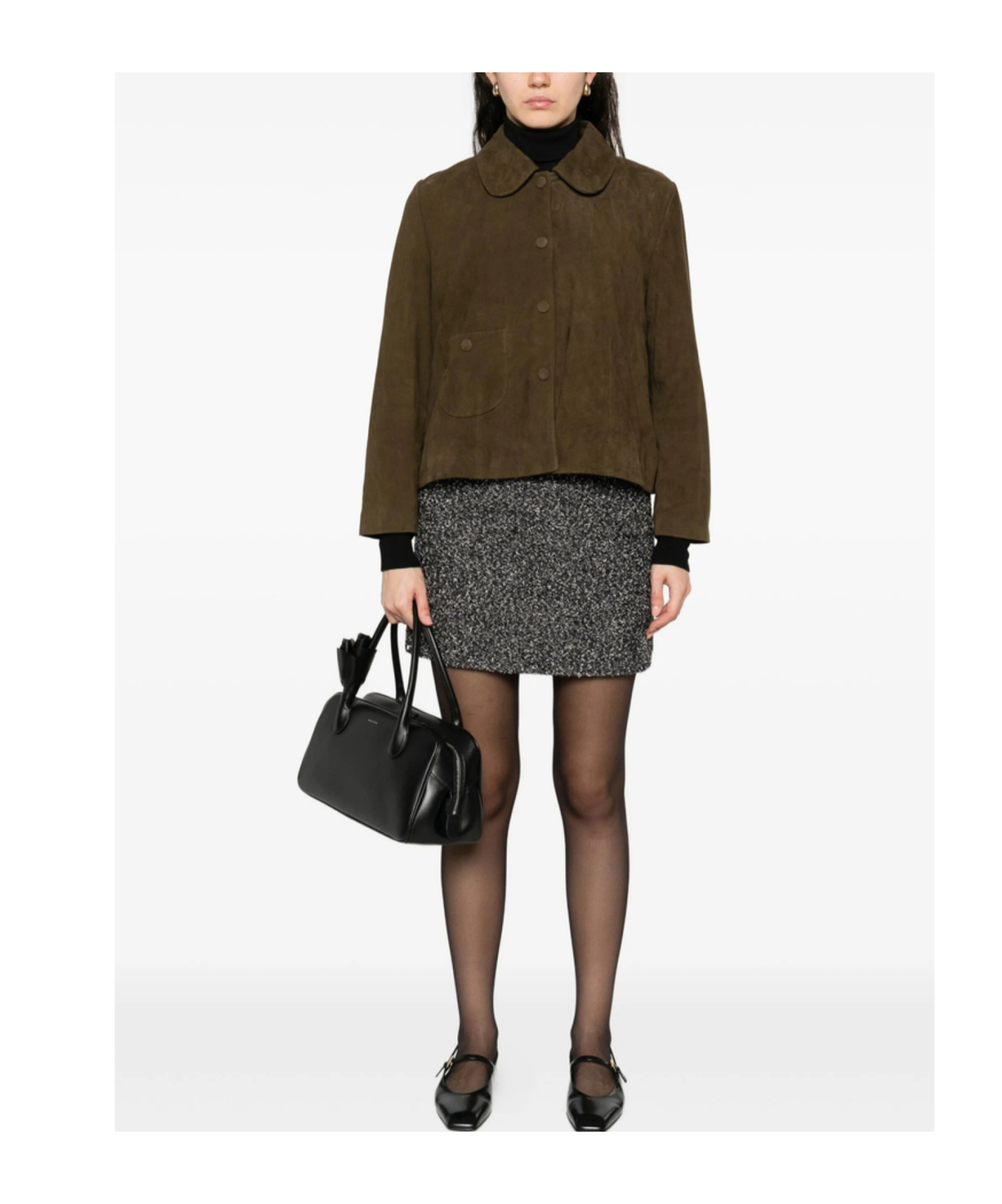 Bash Button-front Leather Jacket In Green