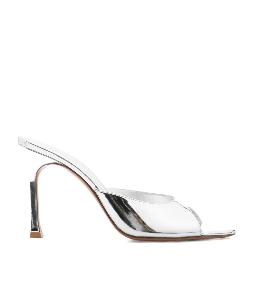 Amina Muaddi Open-toe High-heeled Sandals In Silver