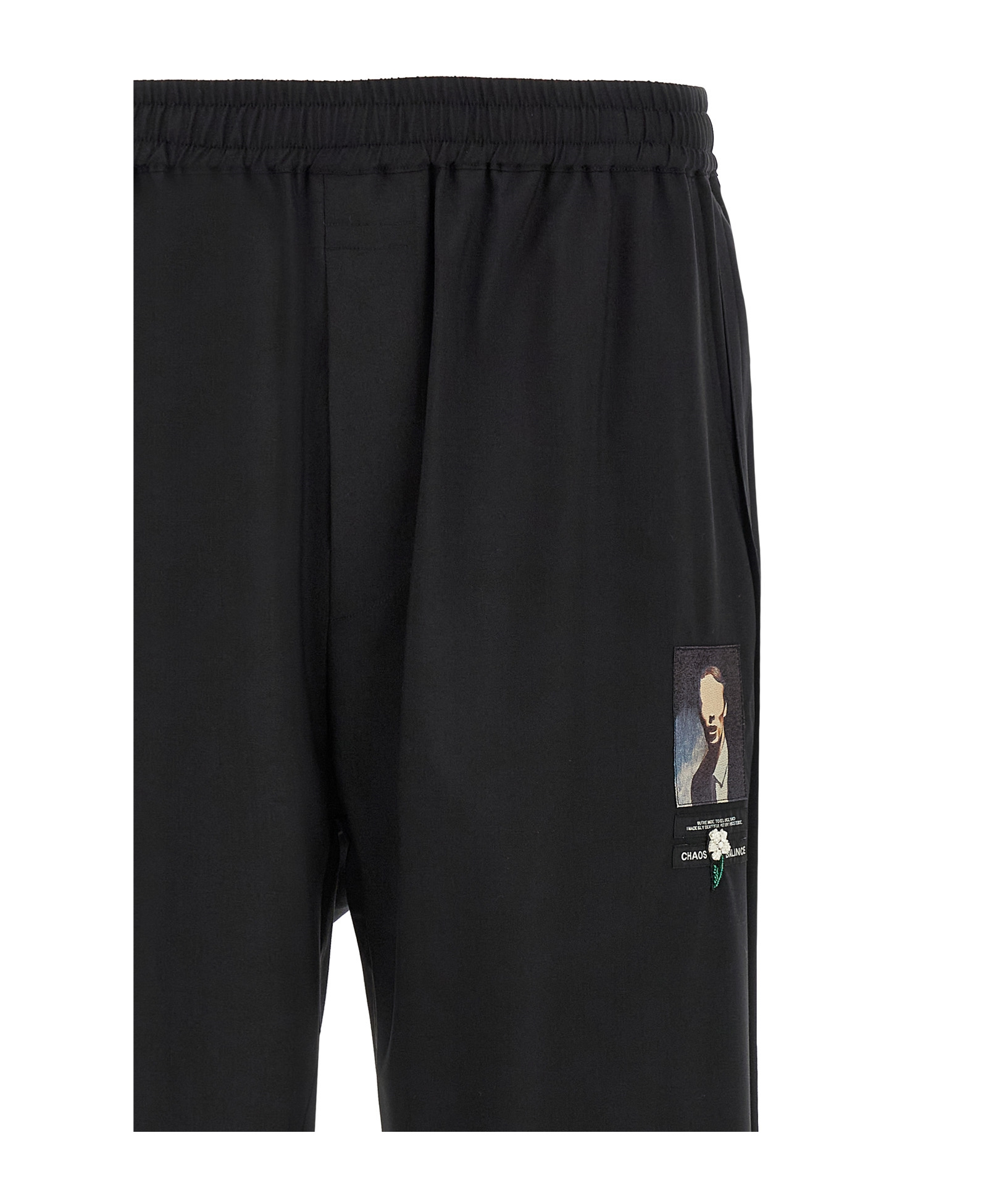 Undercover Trousers Graphic Print Elastic Waistband In Black