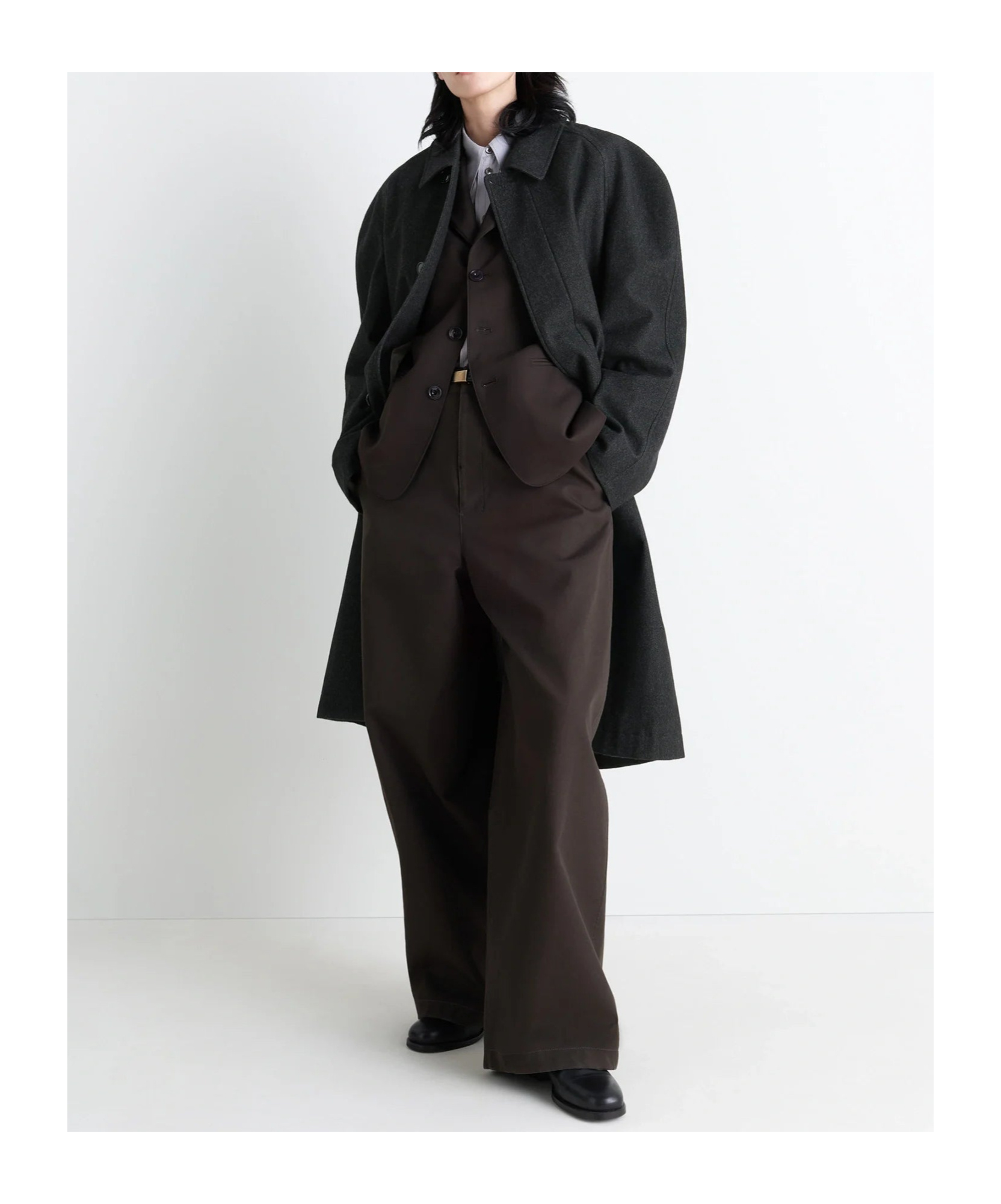 Lemaire Raglan-sleeve Belted Coat In Black