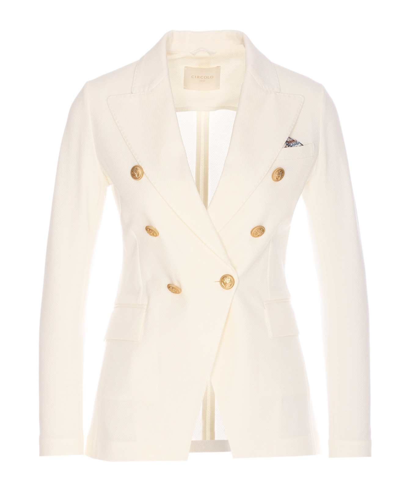 Shop Circolo 1901 Double Breasted Blazer In White