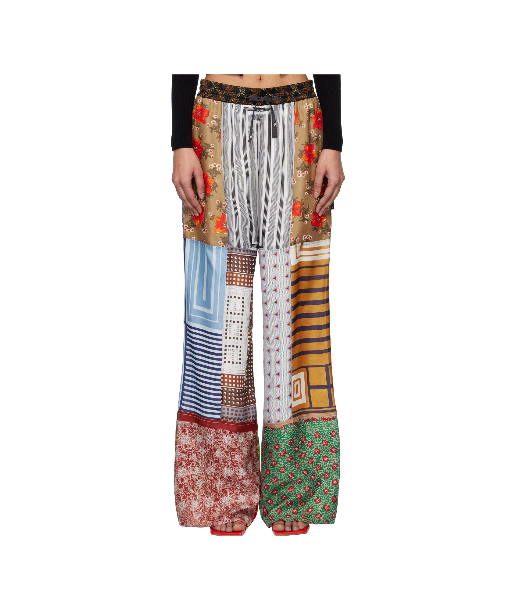 Marine Serre Drawstring Elastic Waist Casual Pants In Multicolor