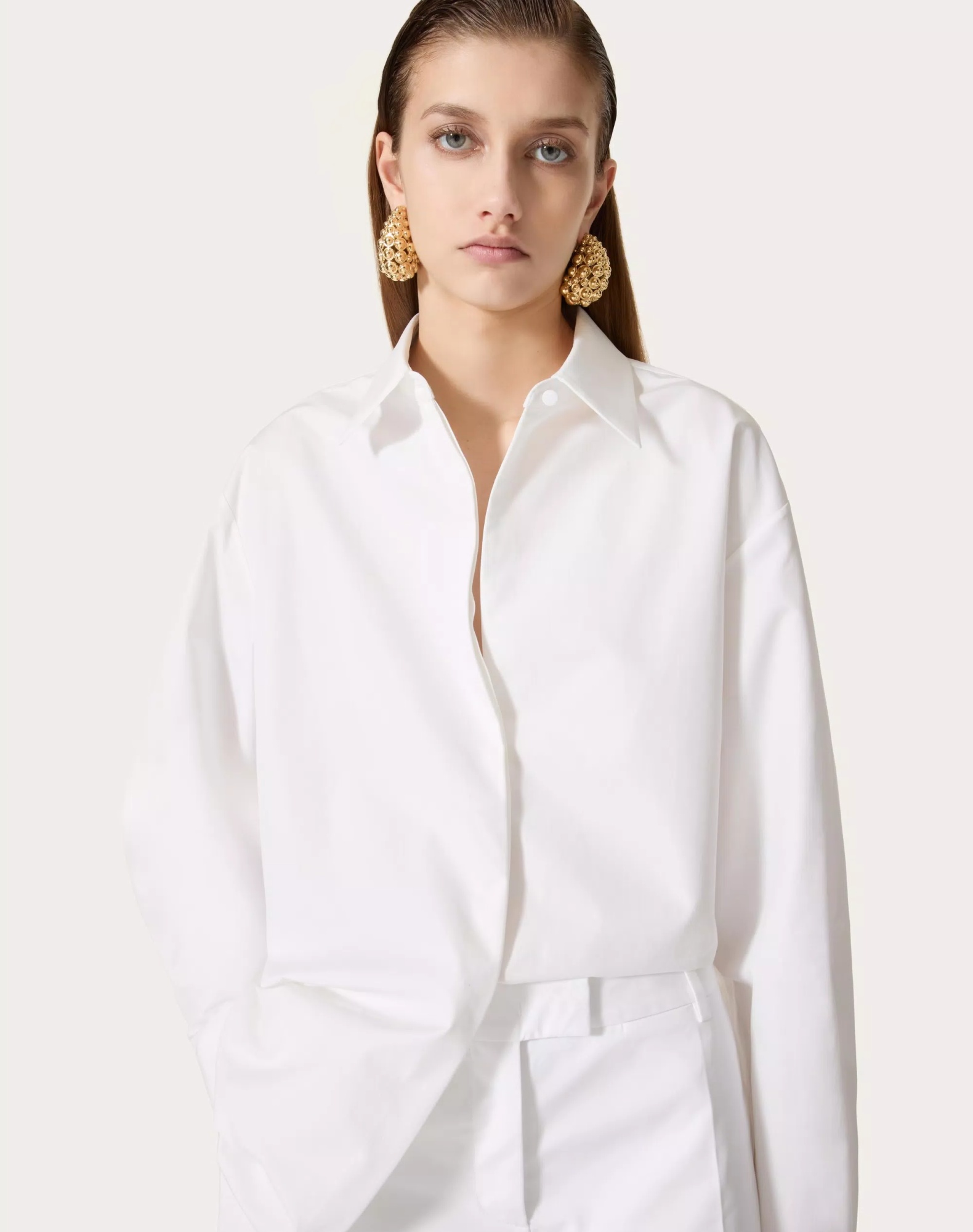 Valentino Hidden Button Long-sleeved Shirt In White