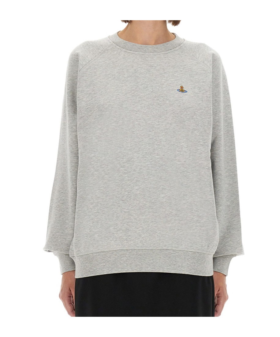Vivienne Westwood Relaxed Fit Long-sleeve Cotton Sweatshirt With Embroidered Logo In Gray