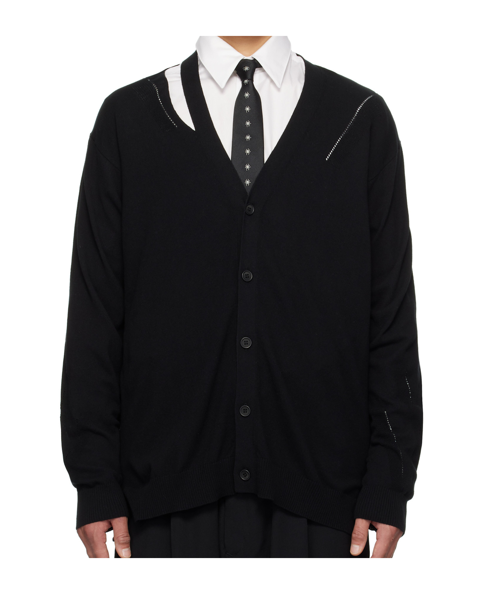 Shop Yohji Yamamoto V-neck Cardigan In Black
