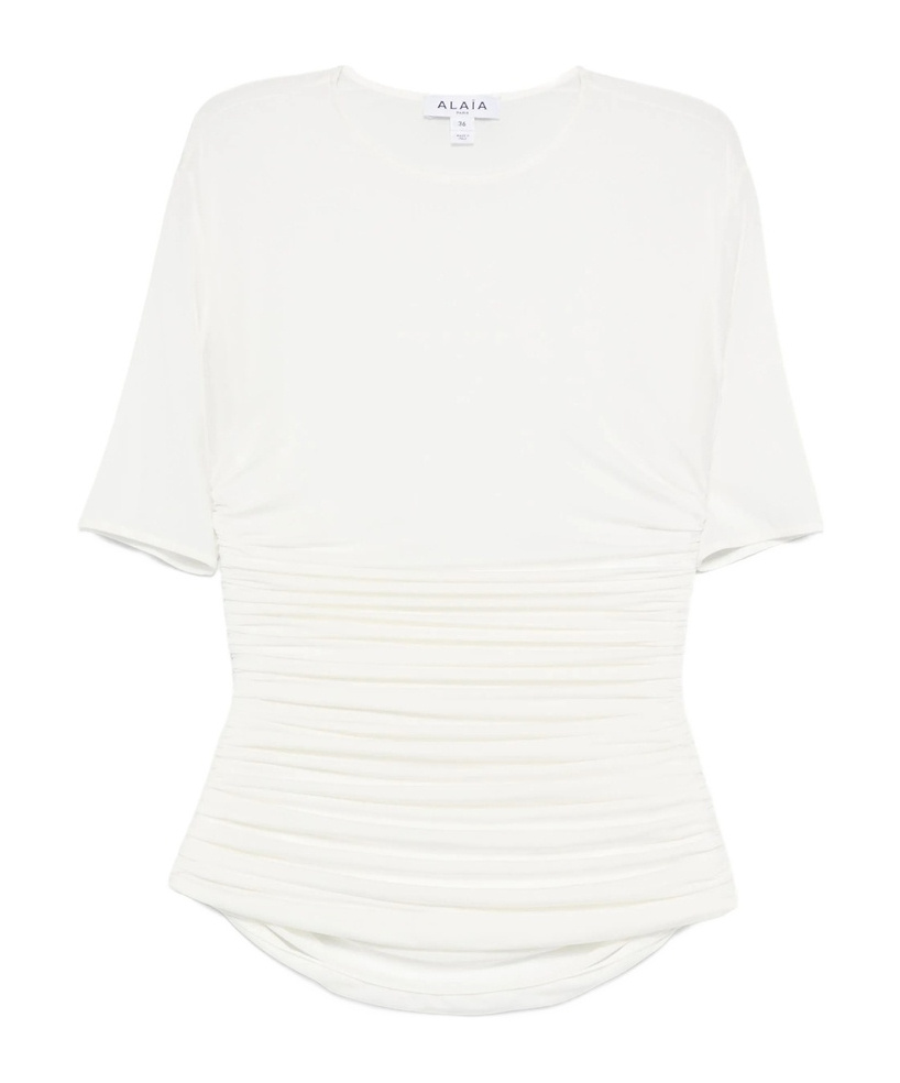 Alaïa Gather Detailed Jersey T-shirt In White