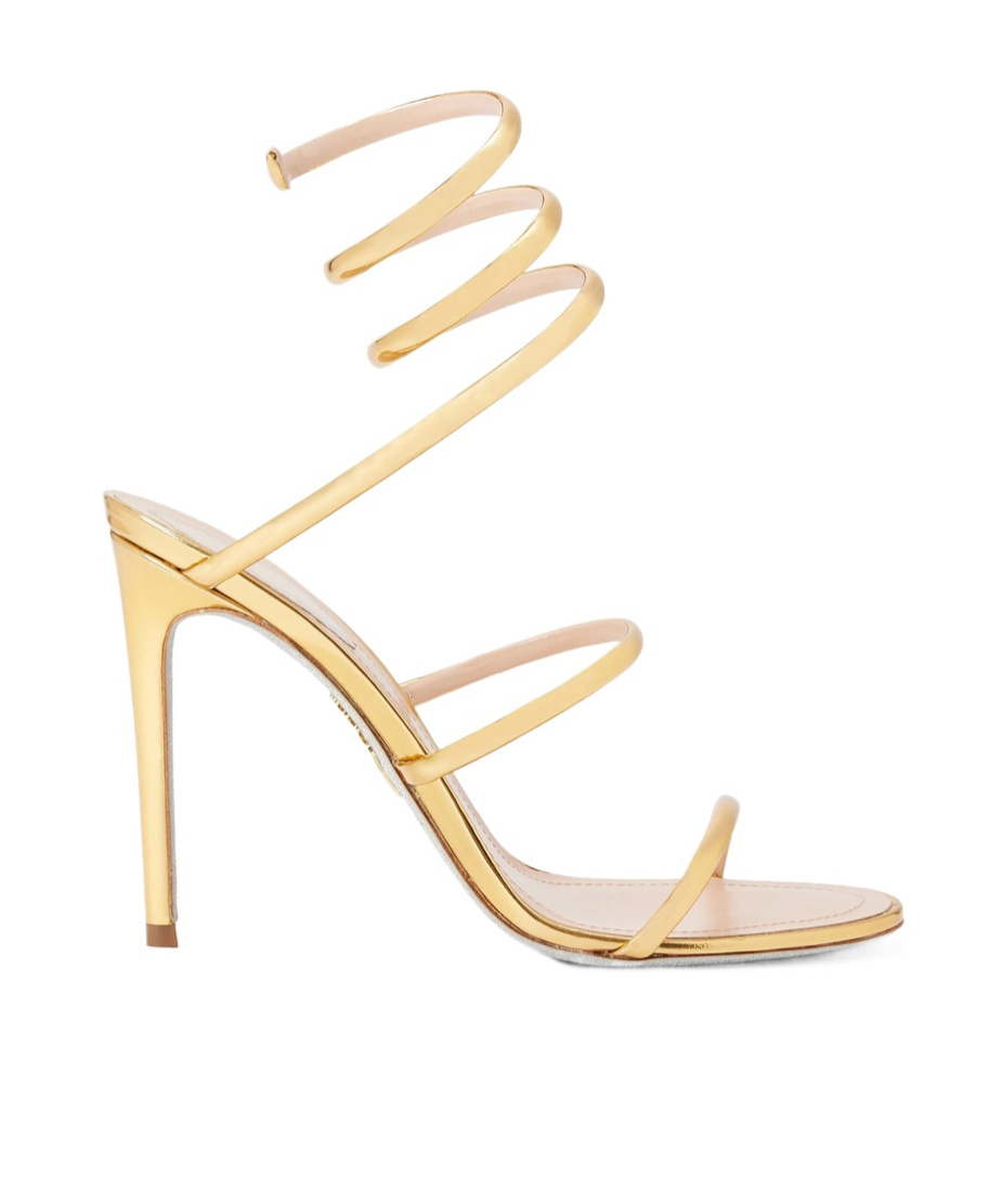 René Caovilla Round-toe High-heeled Sandals In Yellow