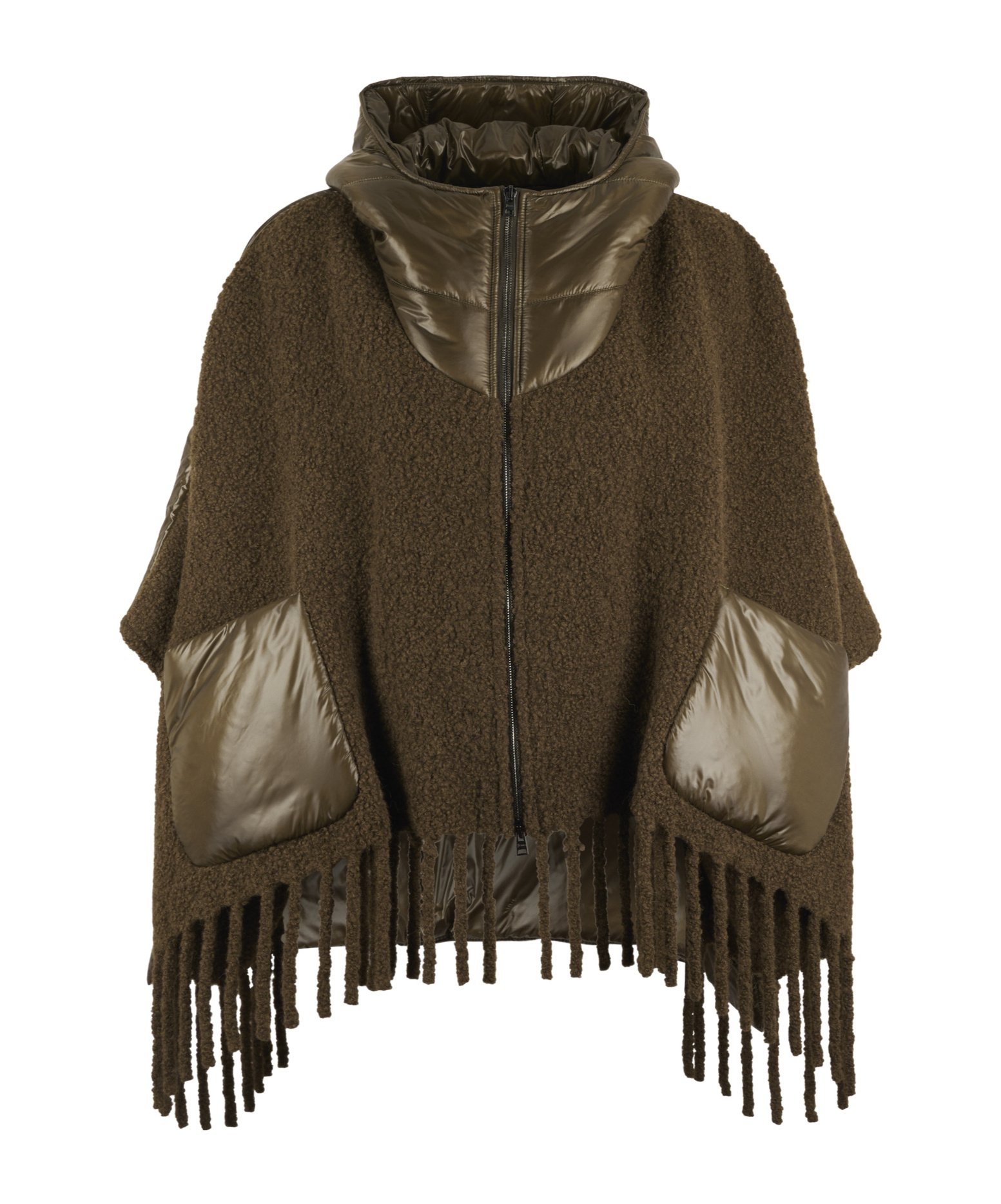 Herno Hooded Fringed Coat In Green