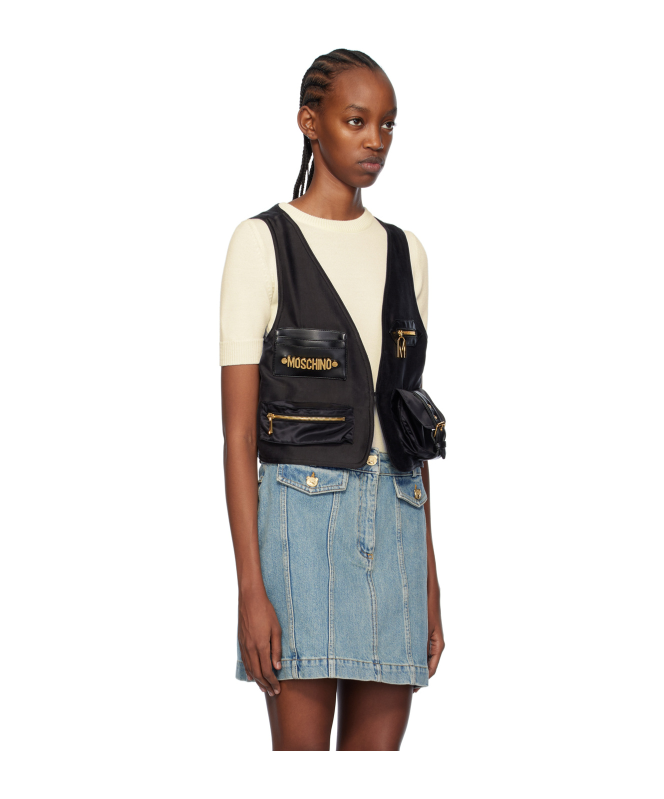Moschino Heavy V-collar Vest In Multicolor