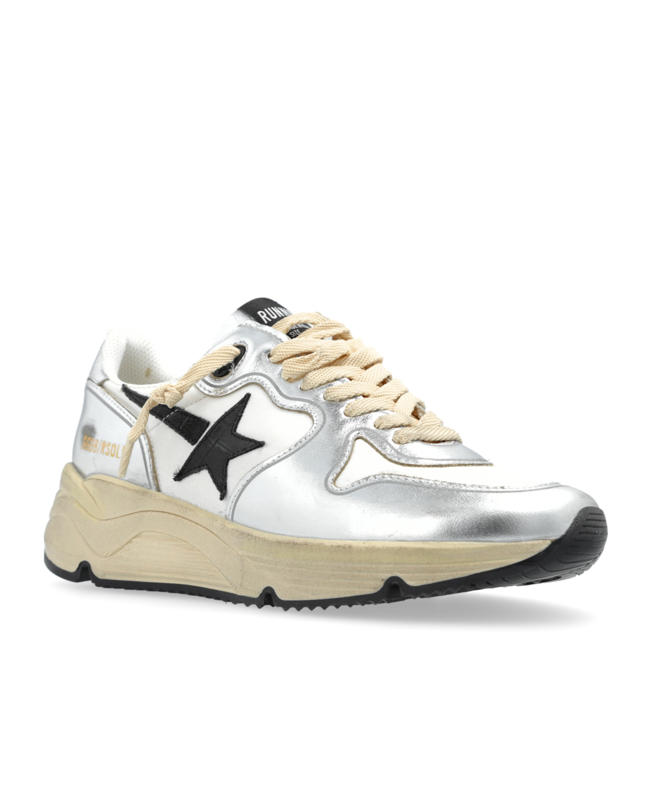 Golden Goose Metallic Leather Panelled Low Top Sneakers In White