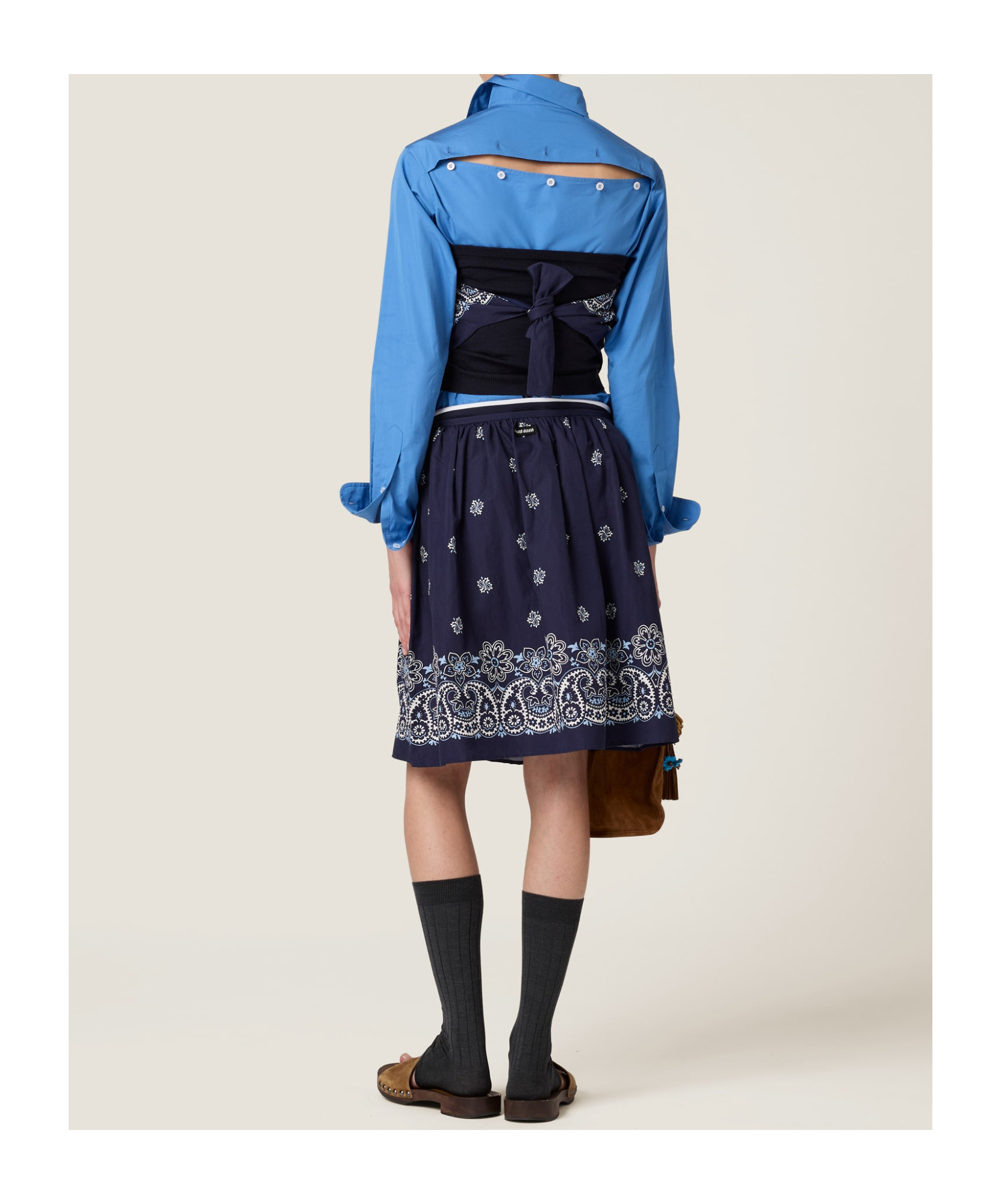Miu Miu Printed Top In Popeline Cotton