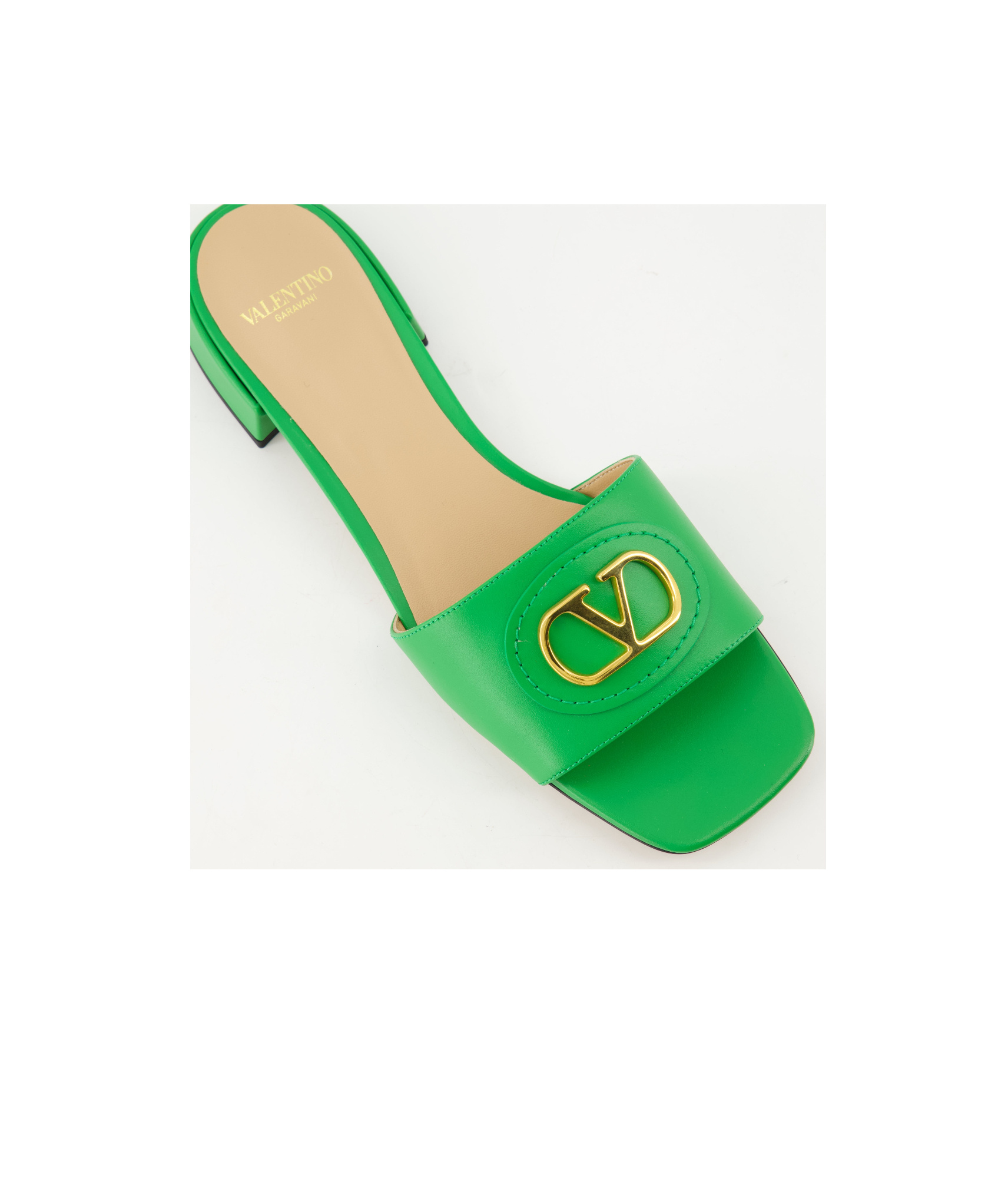 Valentino Vlogo Slippers In Green