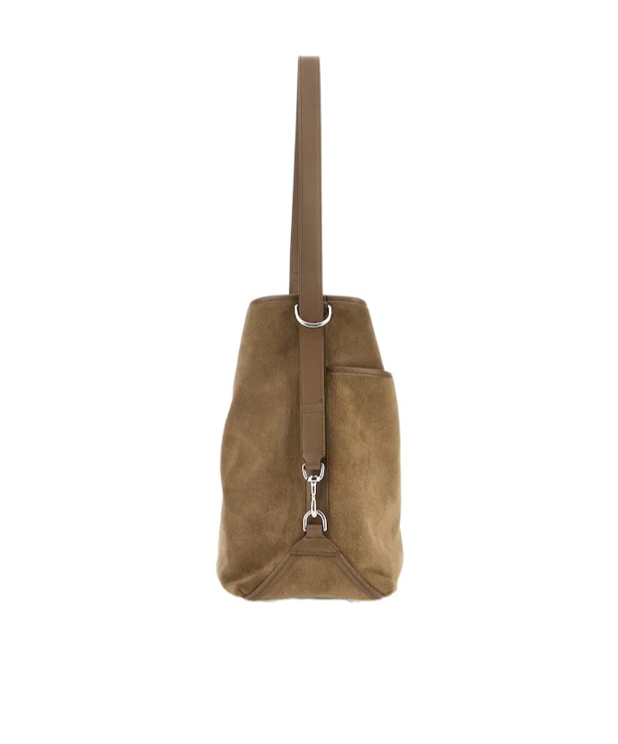 Hogan Shoulder Bag Suede Front Pocket In Sand